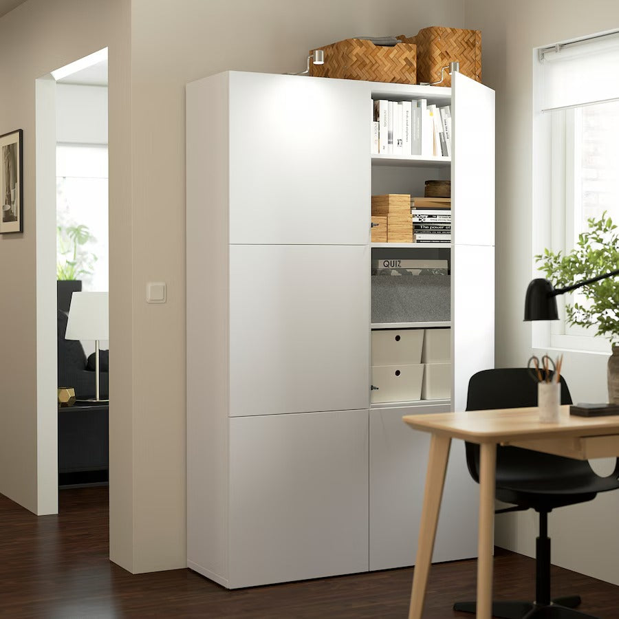 BESTÅ Storage combination with doors, white/Lappviken white, 120x42x193 cm