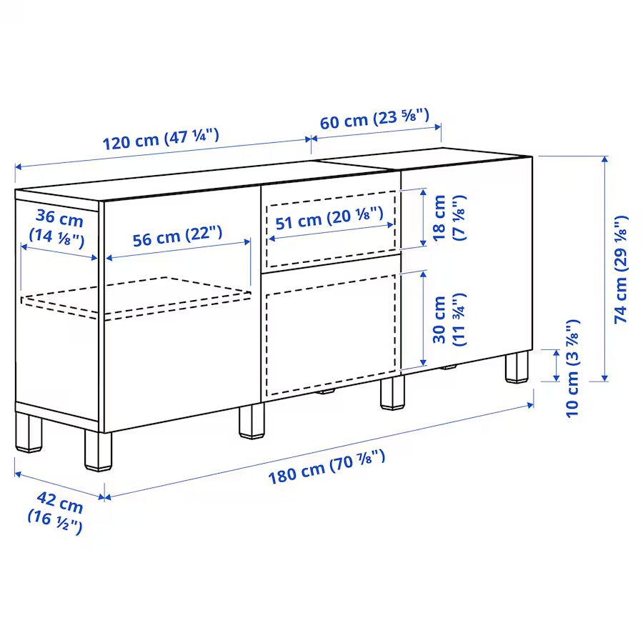 BESTÅ Storage combination with drawers, white Bergsviken/Stubbarp/black marble effect, 180x42x74 cm