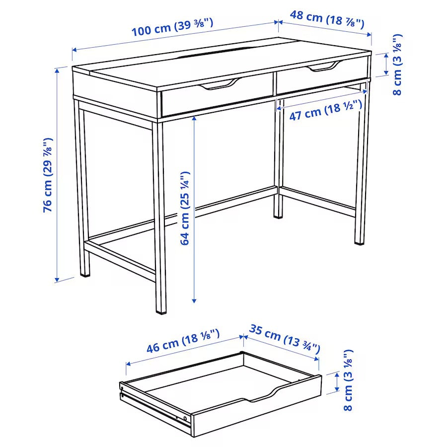 ALEX Desk, white, 100x48 cm