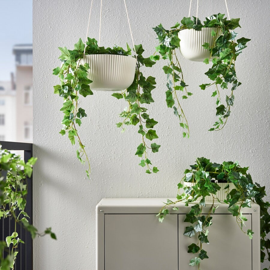 ÄPPELROS Hanging planter, in/outdoor off-white, 27 cm