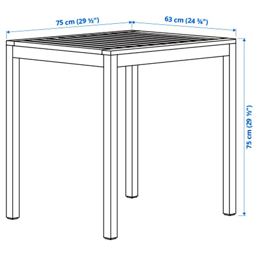 NÄMMARÖ Table and 2 folding chairs, outdoor, light brown stained