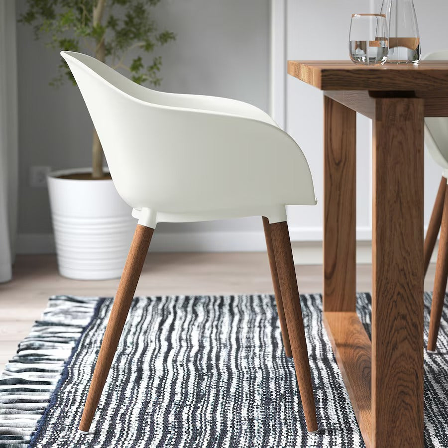 MÖRBYLÅNGA / GRÖNSTA Table and 6 armchairs, oak veneer brown stained/white, 220x100 cm