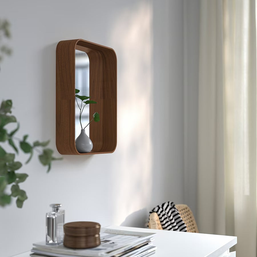 DVÄRGSYREN Mirror, walnut veneer, 28x37 cm