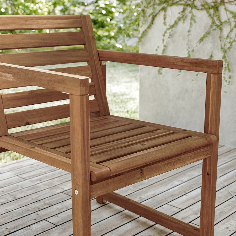 NÄMMARÖ Chair with armrests, outdoor, light brown stained