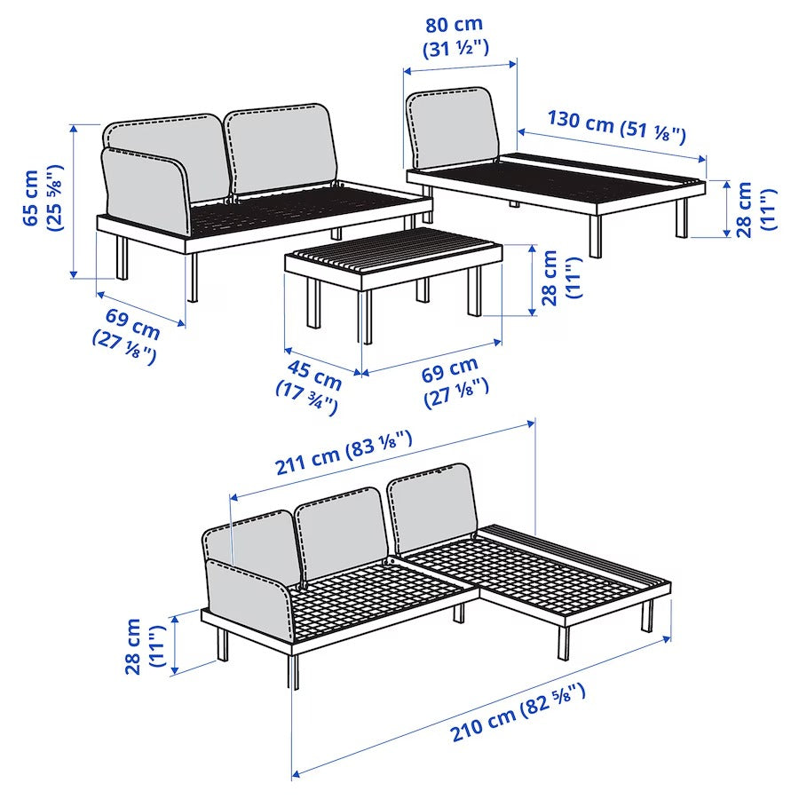 REVSKÄR 3-seat conversation set, anthracite outdoor