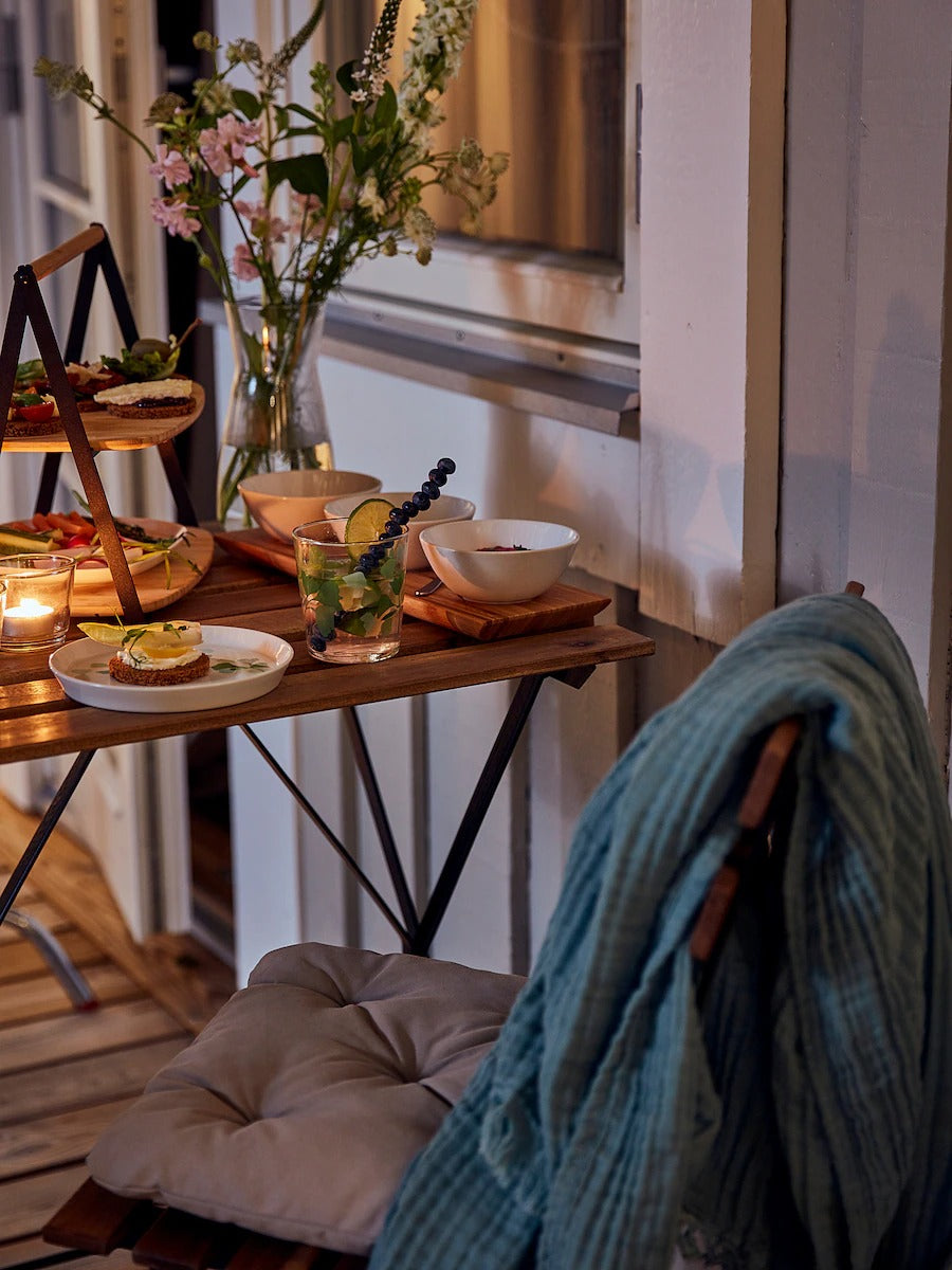 TÄRNÖ Table, outdoor, black/light brown stained, 55x54 cm