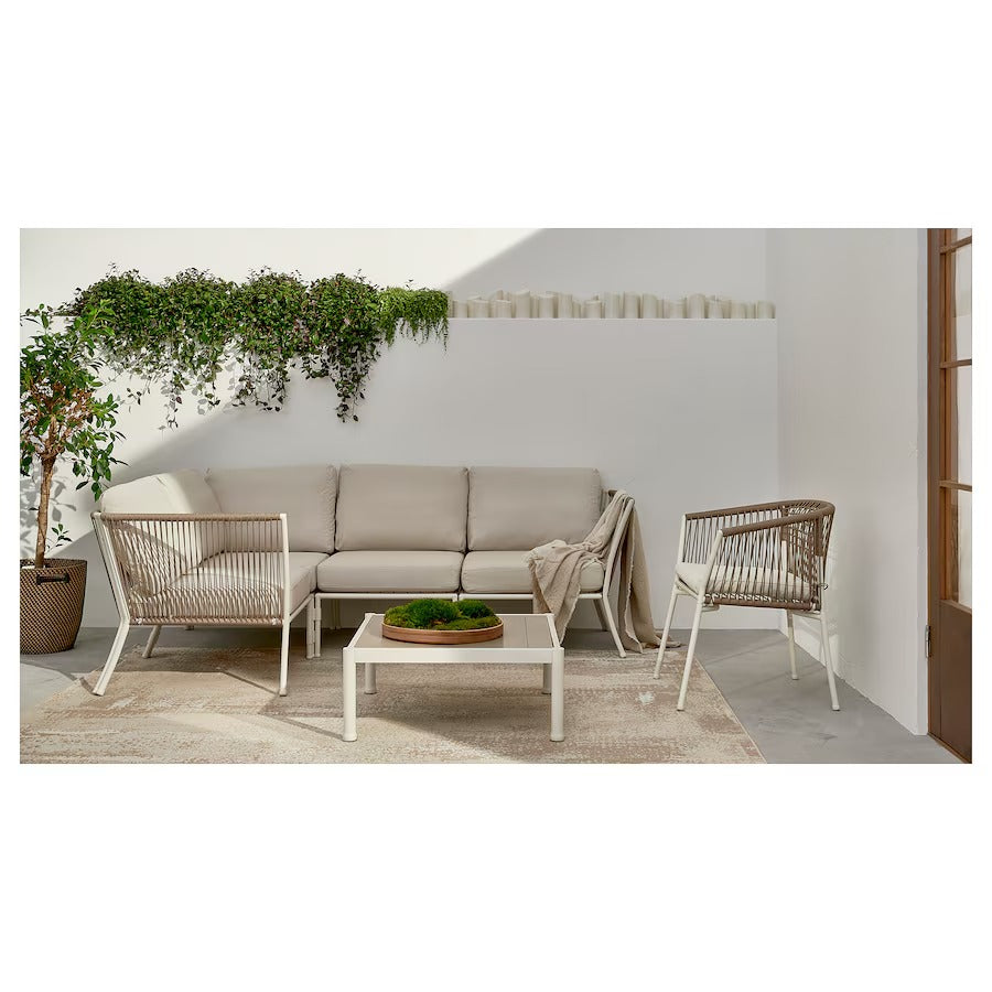 SEGERÖN One-seat section, outdoor, white/beige