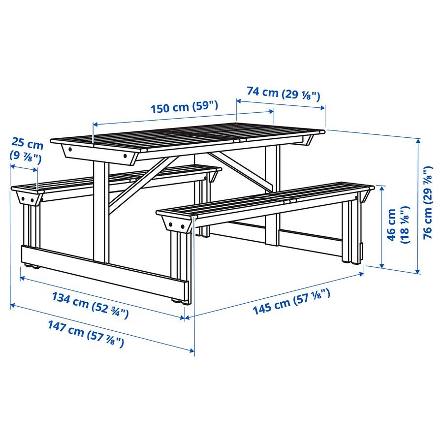 LERHOLMEN Picnic table, acacia outdoor