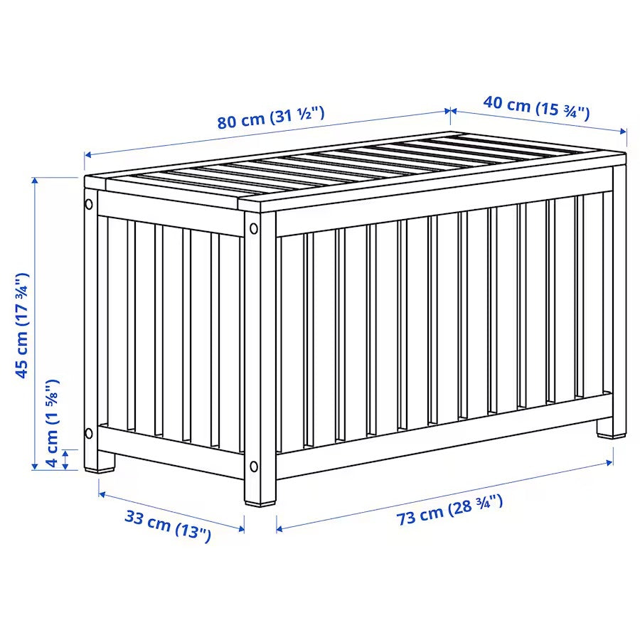 NÄMMARÖ Storage box, light brown stained indoor /outdoor, 80x40x45 cm