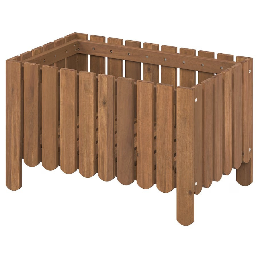 ASKHOLMEN Flower box w trellis, outdoor, dark brown
