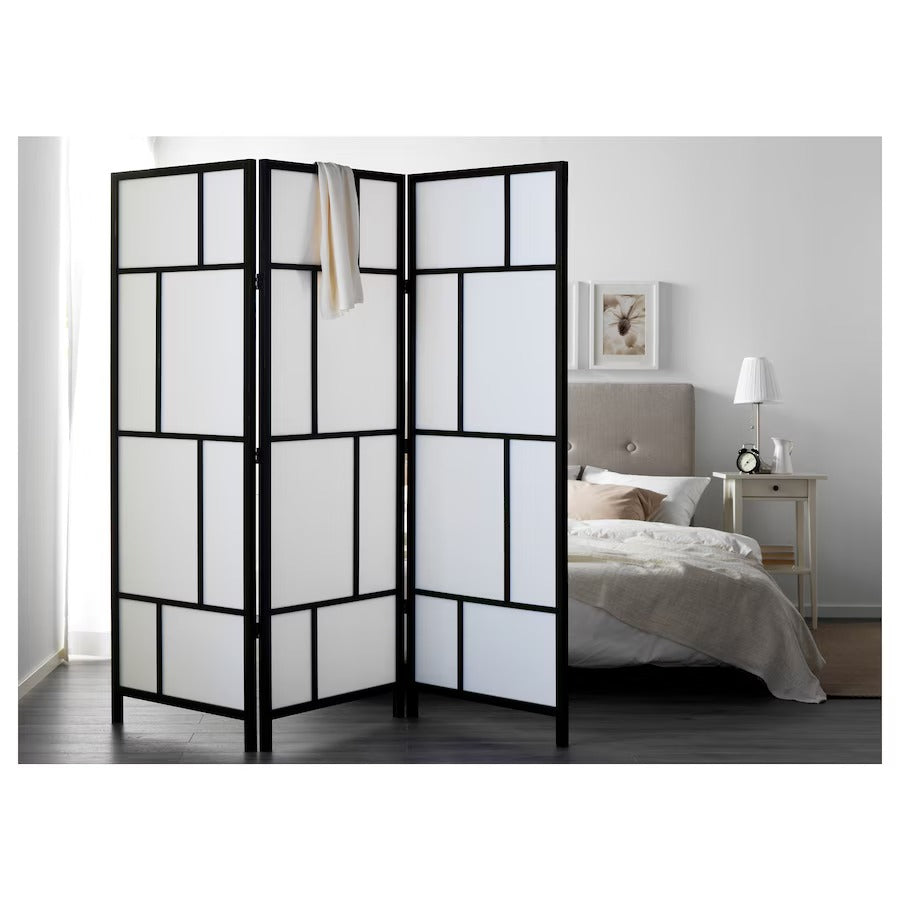 RISÖR Room divider, white/black, 216x185 cm