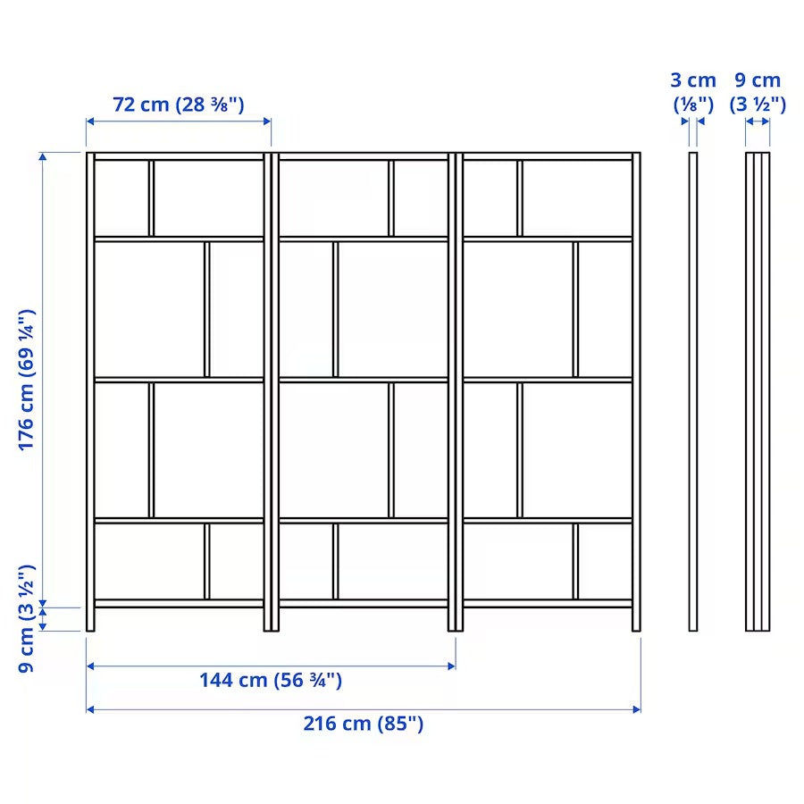 RISÖR Room divider, white/black, 216x185 cm