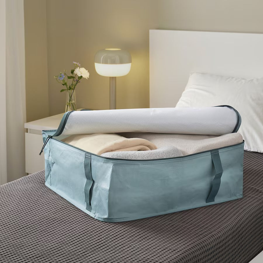 SÄCKKÄRRA Storage case, turquoise, 55x49x19 cm