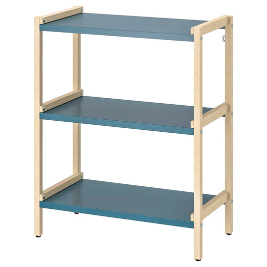 EKENABBEN Open shelving unit, aspen/blue, 70x34x86 cm