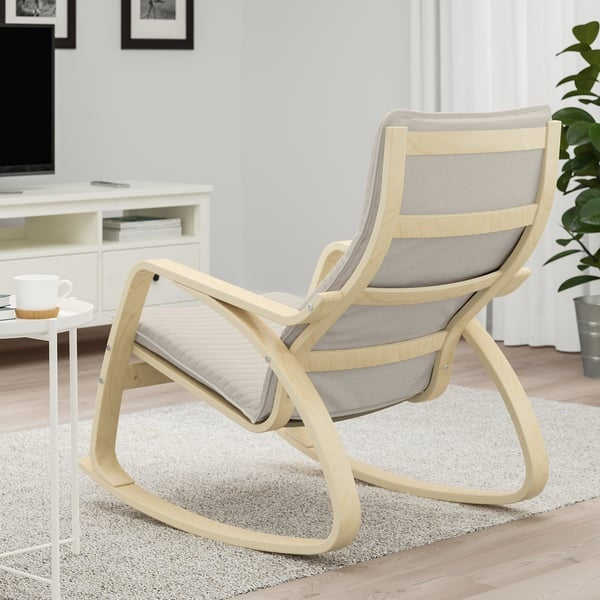 POÄNG Rocking-chair, birch veneer/Knisa light beige