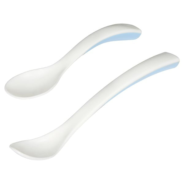 BÖRJA Feeding spoon and baby spoon, white/Green