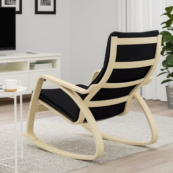 POÄNG Rocking-chair, birch veneer/Knisa black