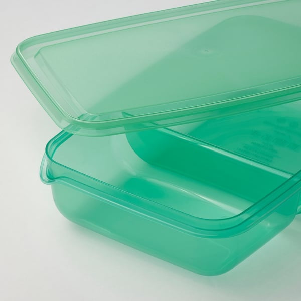 PRUTA Sandwich container with lid, lilac/green, 22x14x5 cm