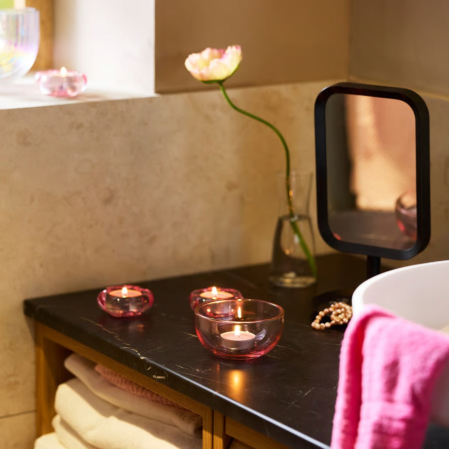 LOTSFÅGEL Scented tealight, Red berries light pink, 3.5 hr