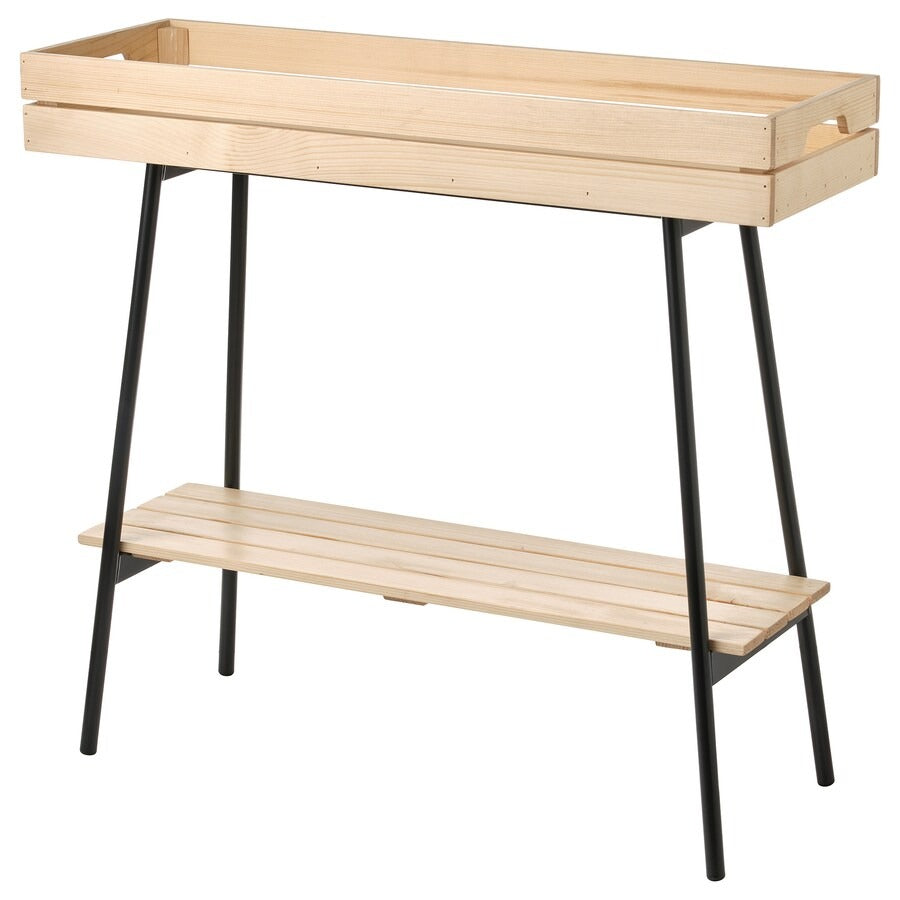 VANILJSTÅNG Plant stand, pine/black, 55 cm