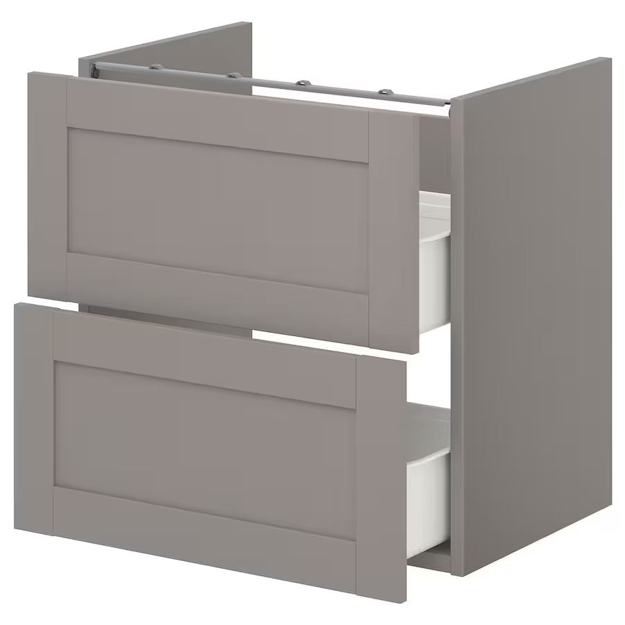 ENHET Base cb f washbasin w 2 drawers, grey/oak effect, 60x42x60 cm