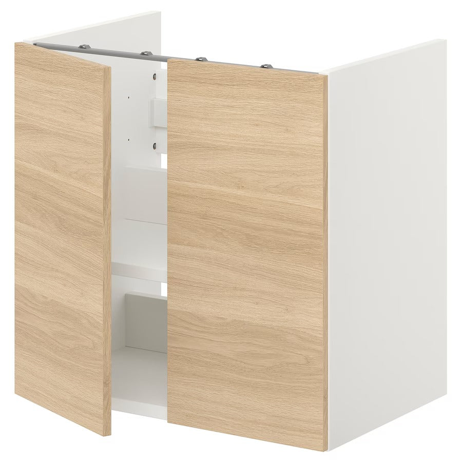 ENHET Bs cb f wb w shlf/doors, white/grey frame, 60x42x60 cm