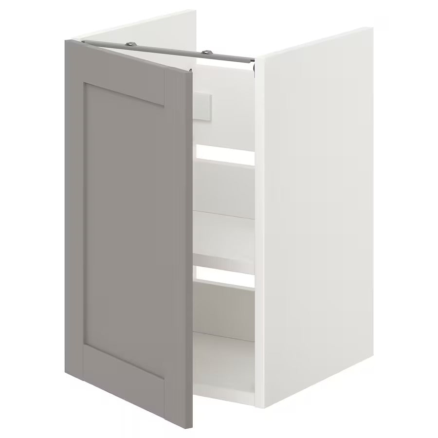 ENHET Bs cb f wb w shlf/door, white/oak effect, 40x42x60 cm