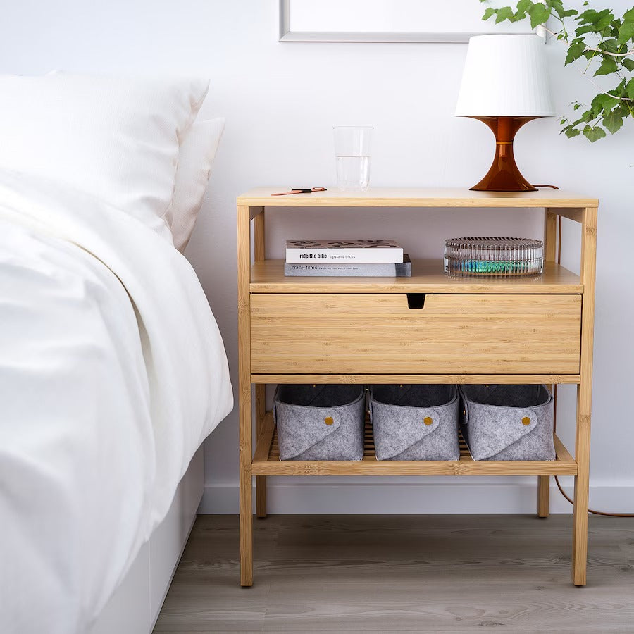 NORDKISA Bedside table, bamboo, 40x40 cm