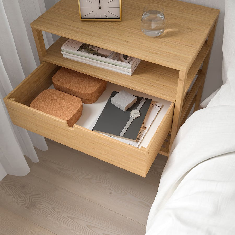 NORDKISA Bedside table, bamboo, 40x40 cm