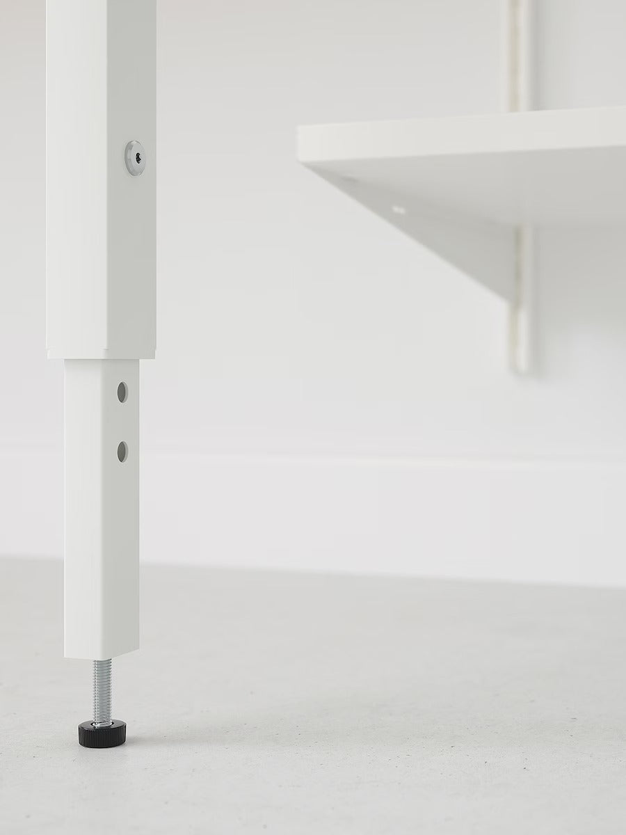 BOAXEL / LAGKAPTEN Shelving unit with table top, white, 250x62x201 cm