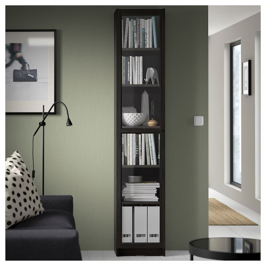 BILLY / OXBERG Bookcase with glass door, white/glass, 40x30x202 cm