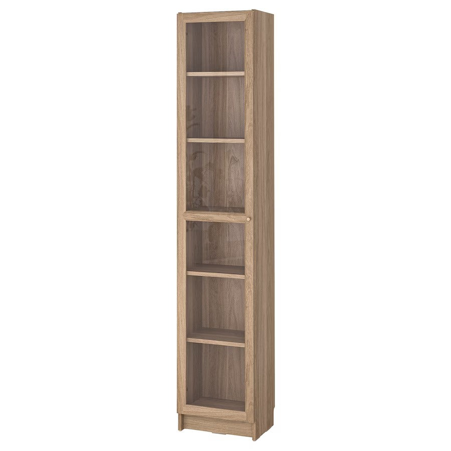 BILLY / OXBERG Bookcase with glass door, white/glass, 40x30x202 cm