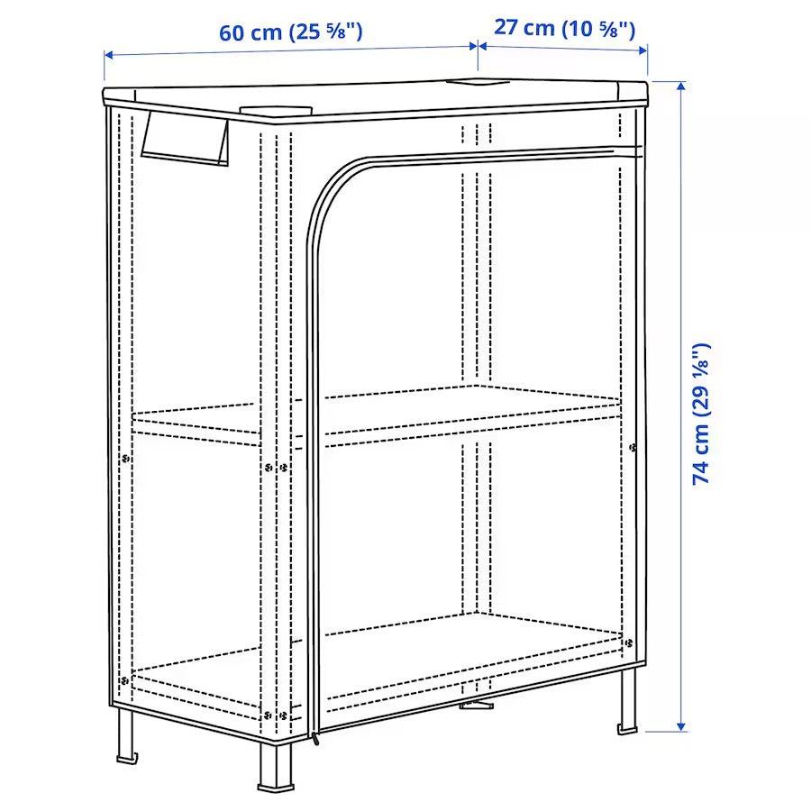 HYLLIS Shelving unit with cover, transparent, 60x27x140 cm