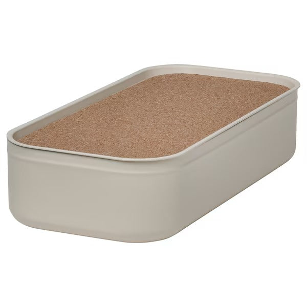 HARVMATTA Box with compartments, dark grey-beige, 24x18x6 cm