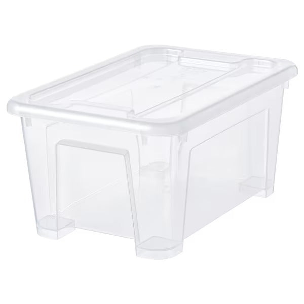 SAMLA Box with lid, transparent, 57x39x28 cm/45 l