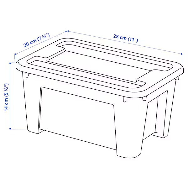 SAMLA Box with lid, transparent, 57x39x28 cm/45 l