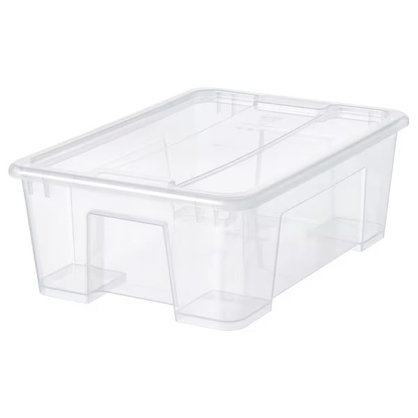 SAMLA Box with lid, transparent, 57x39x28 cm/45 l