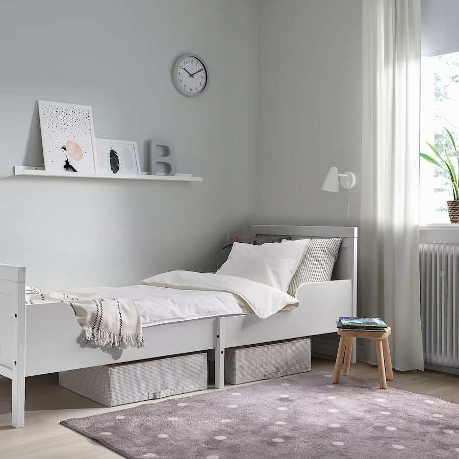 SUNDVIK Ext bed frame with slatted bed base, white, 80x200 cm