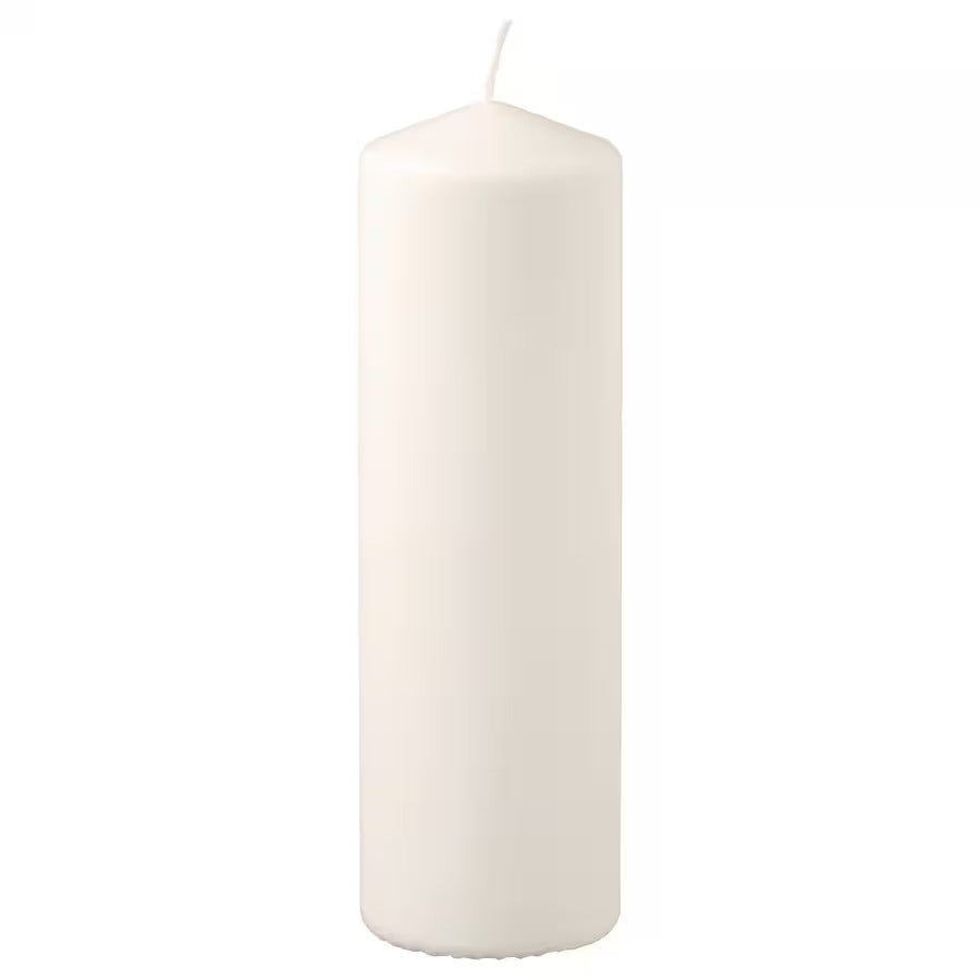 FENOMEN Unscented pillar candle, natural, 14 cm