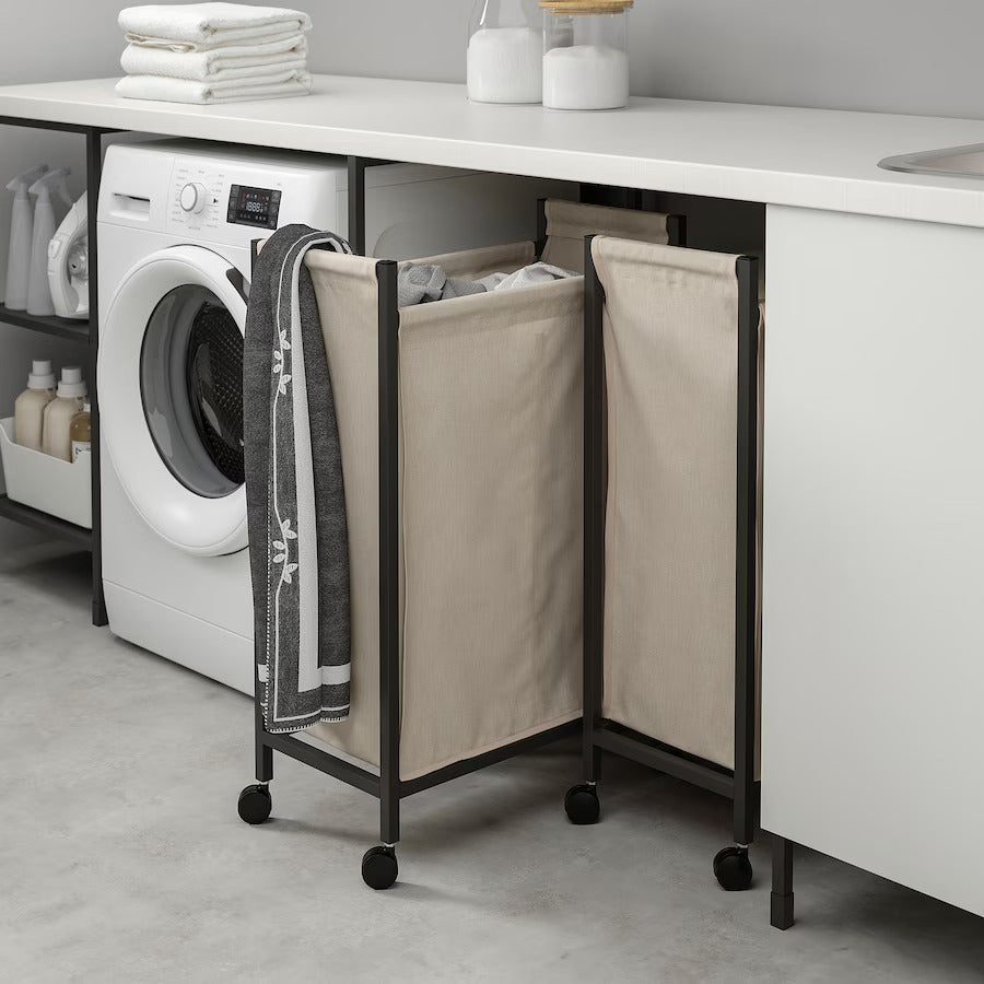 ENHET Laundry bag with castors, white, 80 l