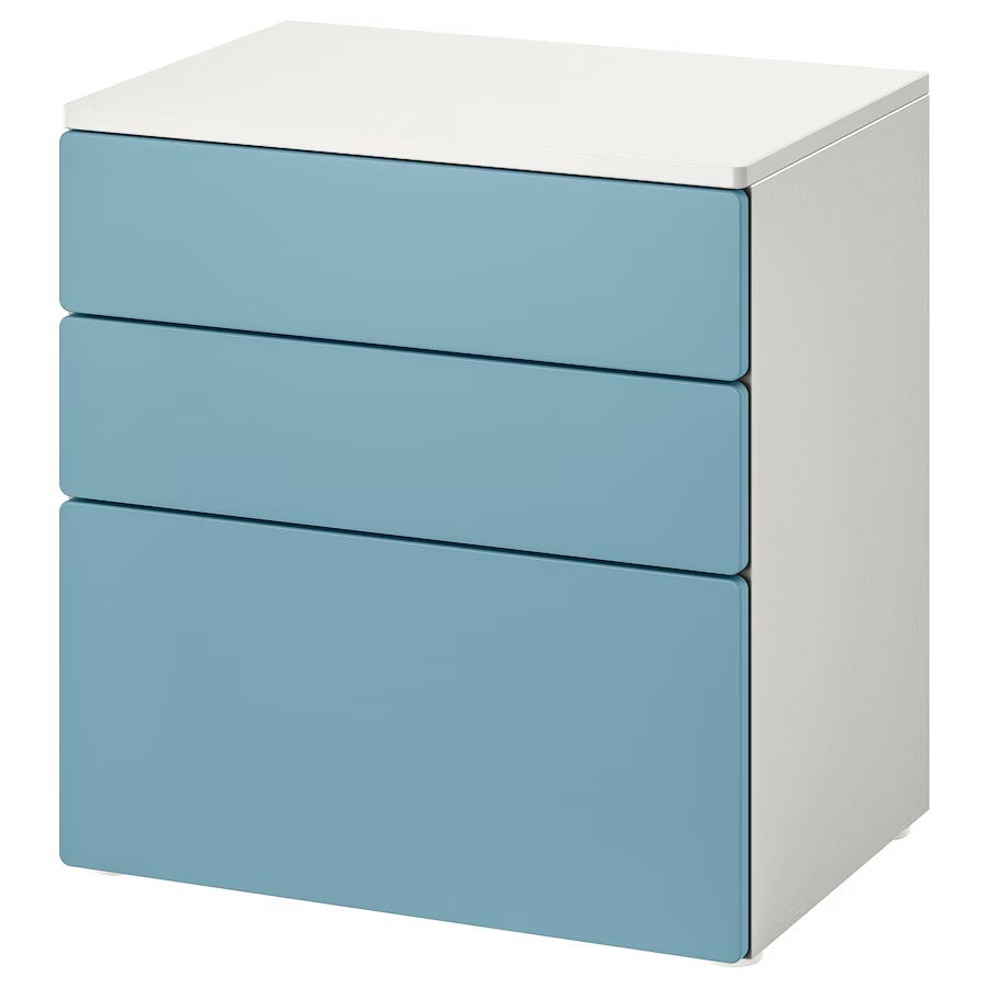 SMÅSTAD / PLATSA Chest of 3 drawers, white/pale pink, 60x42x63 cm