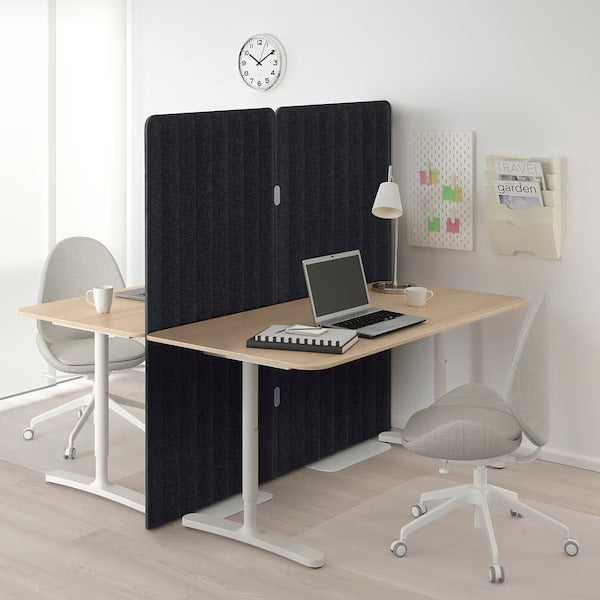 EILIF Screen, freestanding, grey/black, 80x150 cm