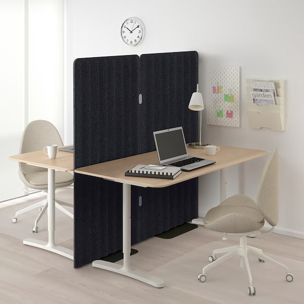 EILIF Screen, freestanding, grey/black, 80x150 cm