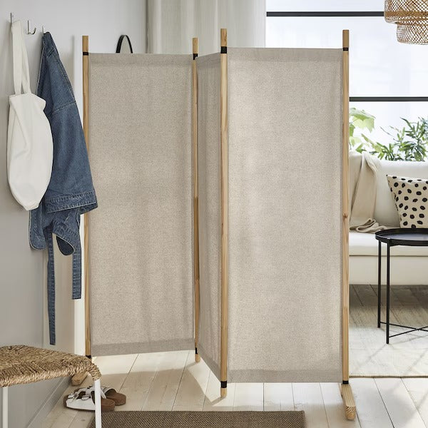 New GLAMBERGET Room divider, pine/Katorp beige, 150x150 cm