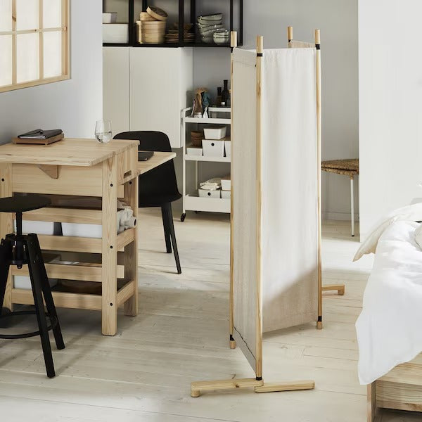 New GLAMBERGET Room divider, pine/Katorp beige, 150x150 cm