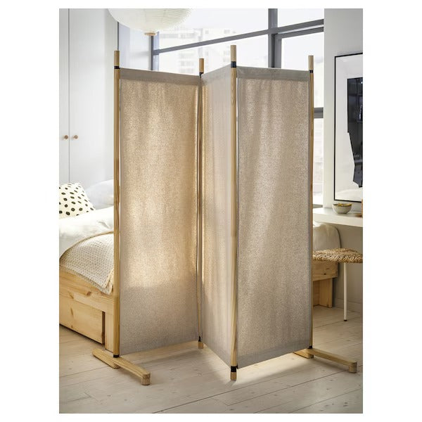 New GLAMBERGET Room divider, pine/Katorp beige, 150x150 cm