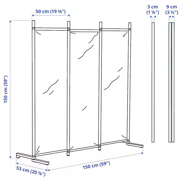 New GLAMBERGET Room divider, pine/Katorp beige, 150x150 cm