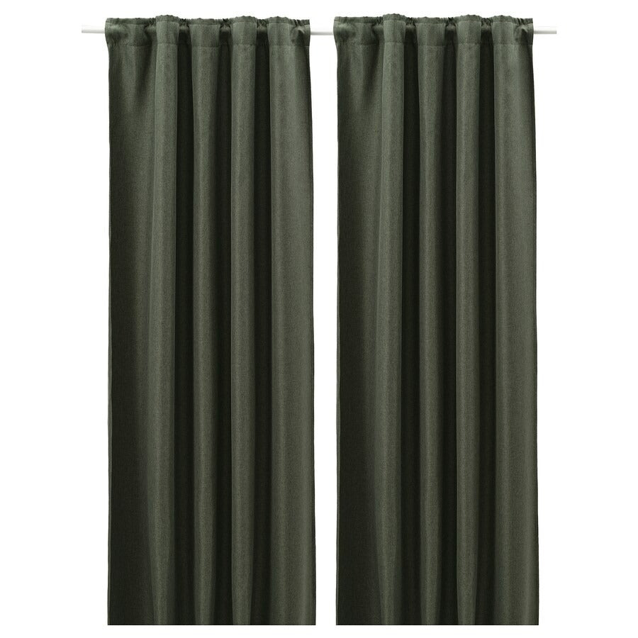 ANNAKAJSA Room darkening curtains, 1 pair, anthracite, 145x250 cm