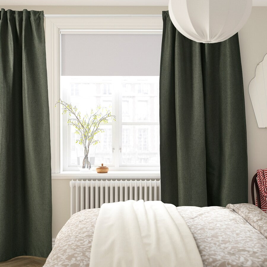 ANNAKAJSA Room darkening curtains, 1 pair, anthracite, 145x250 cm