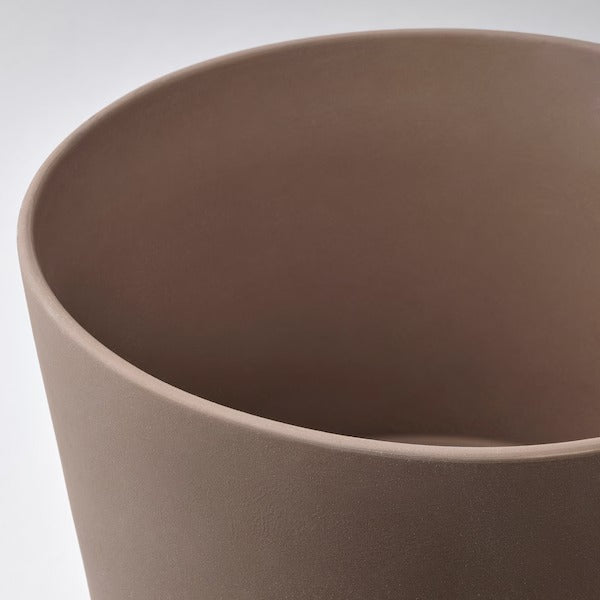 KLARBÄR Plant pot with saucer, in/outdoor brown, 24 cm